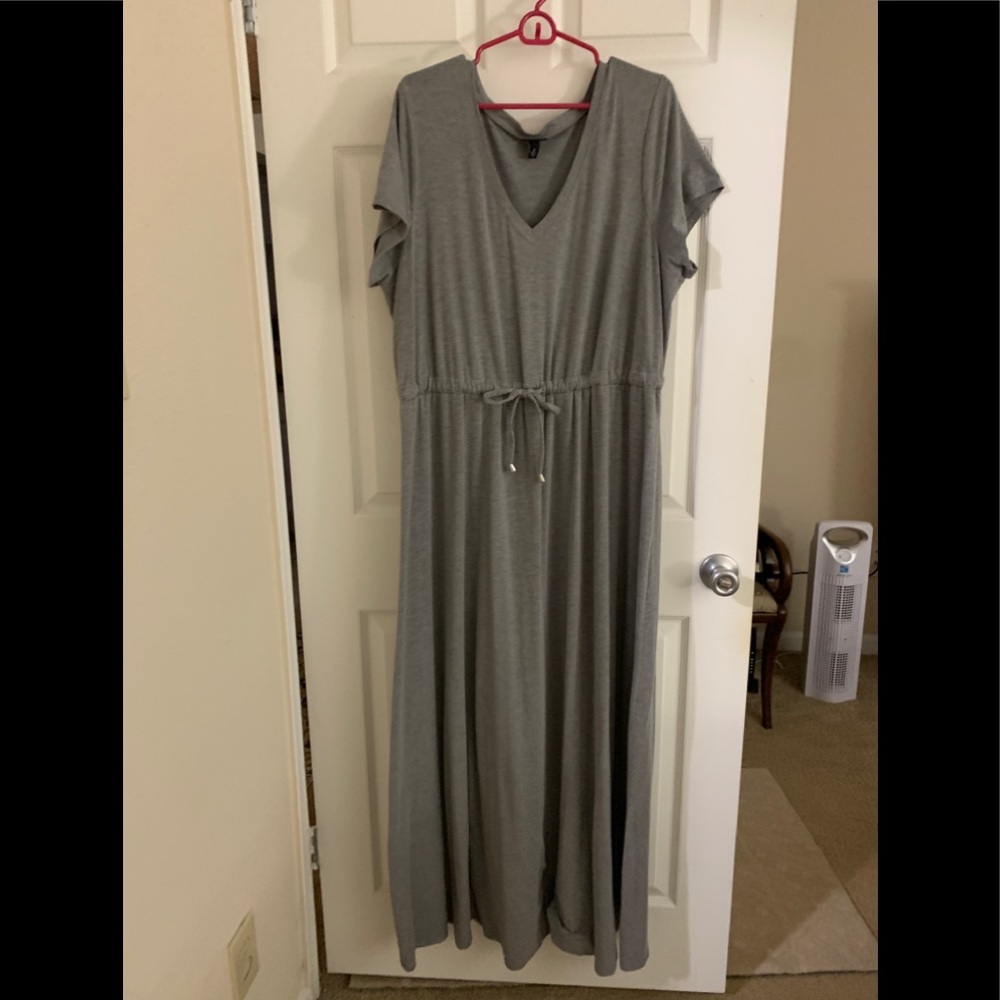 Torrid Grey Jersey Drawstring Waist Maxi Dress